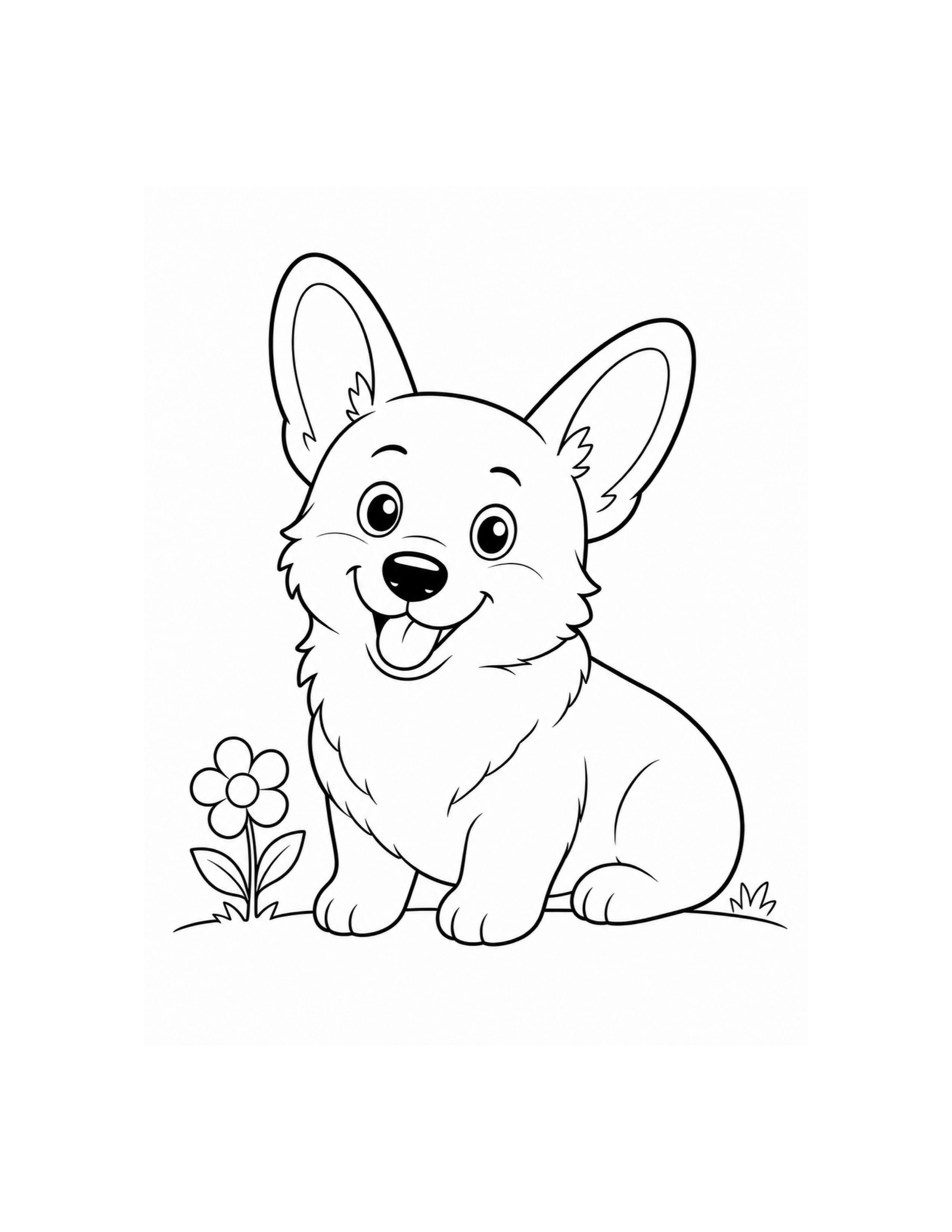 Corgi Puppy Coloring Page
