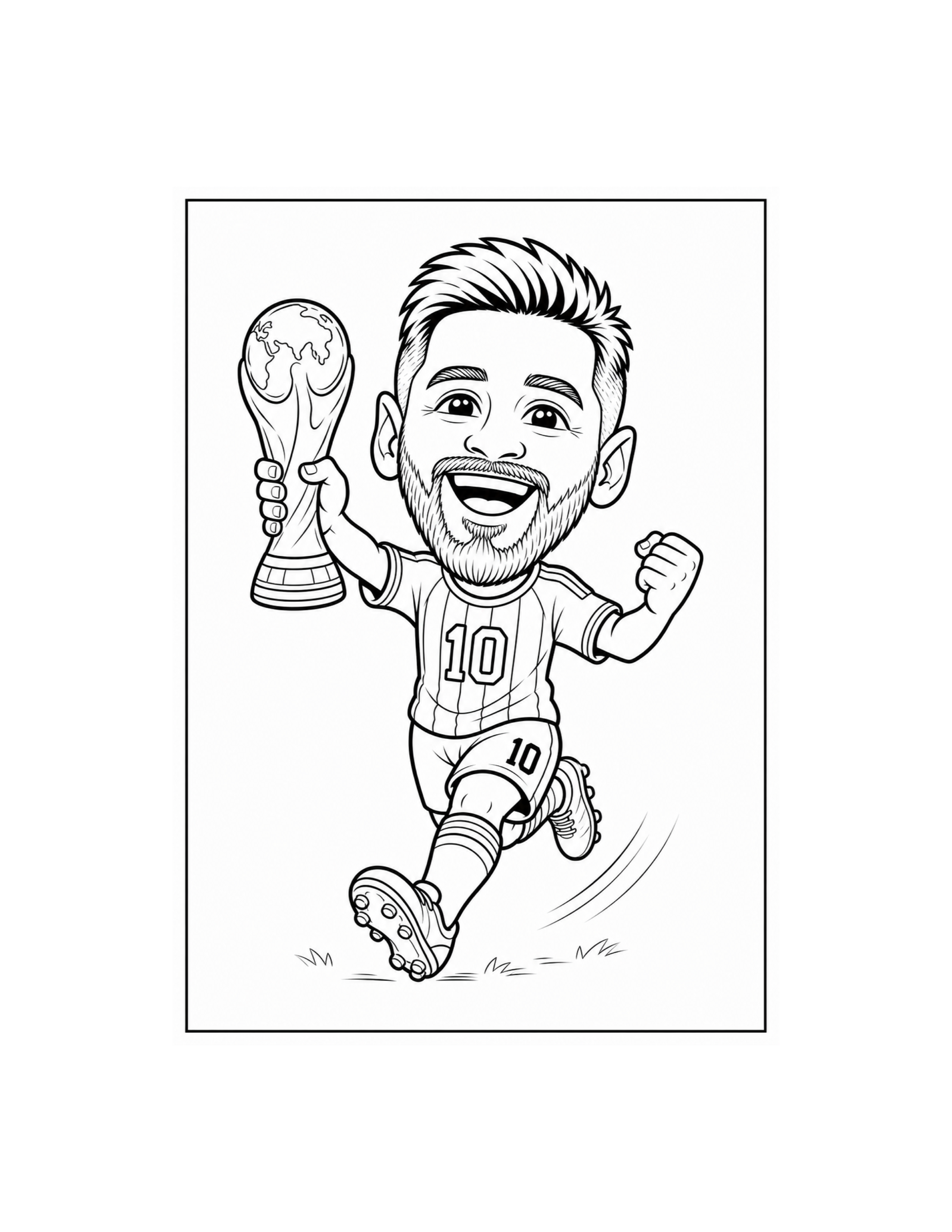 Argentina Number 10 Chibi Trophy Coloring Page