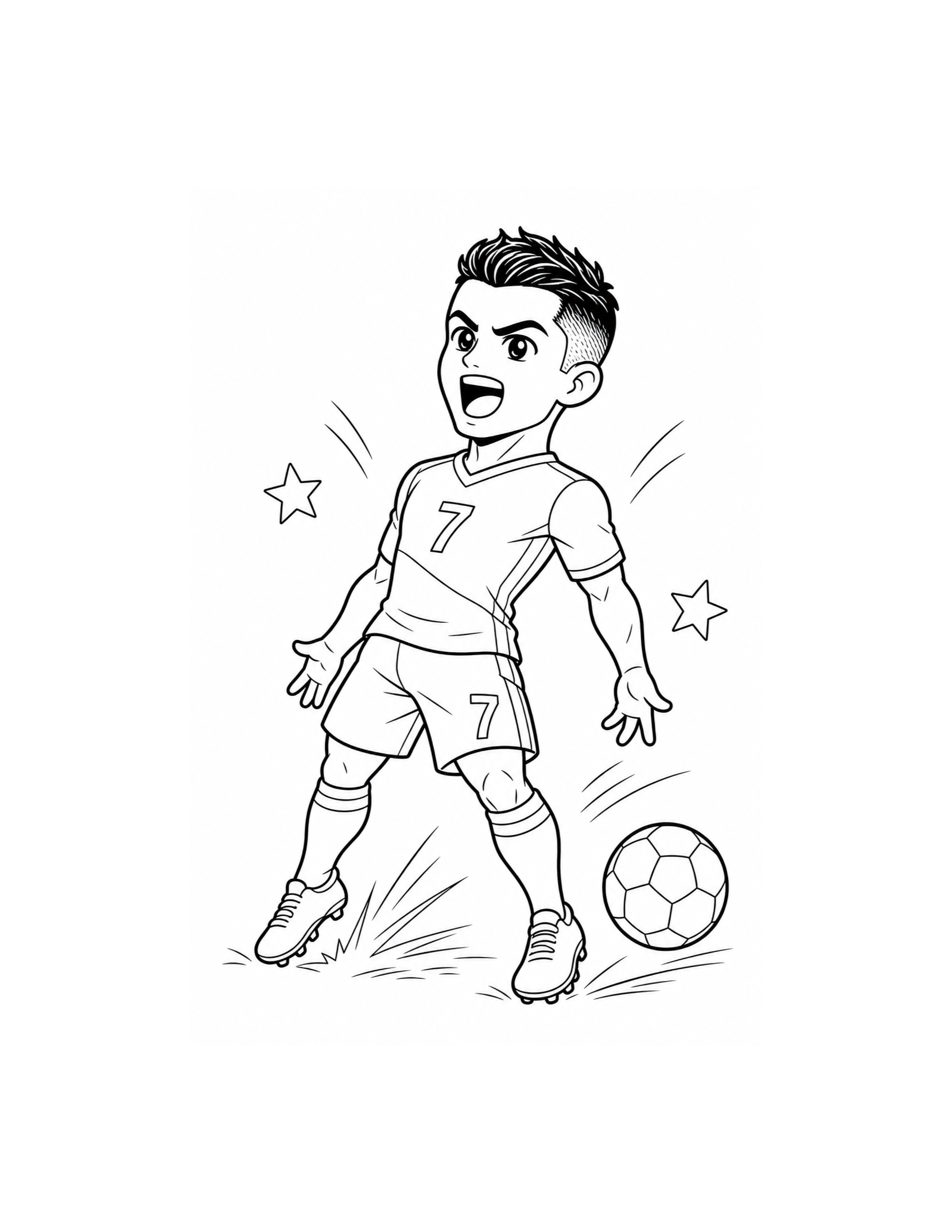 Cristiano Ronaldo Number 7 Celebration Coloring Page