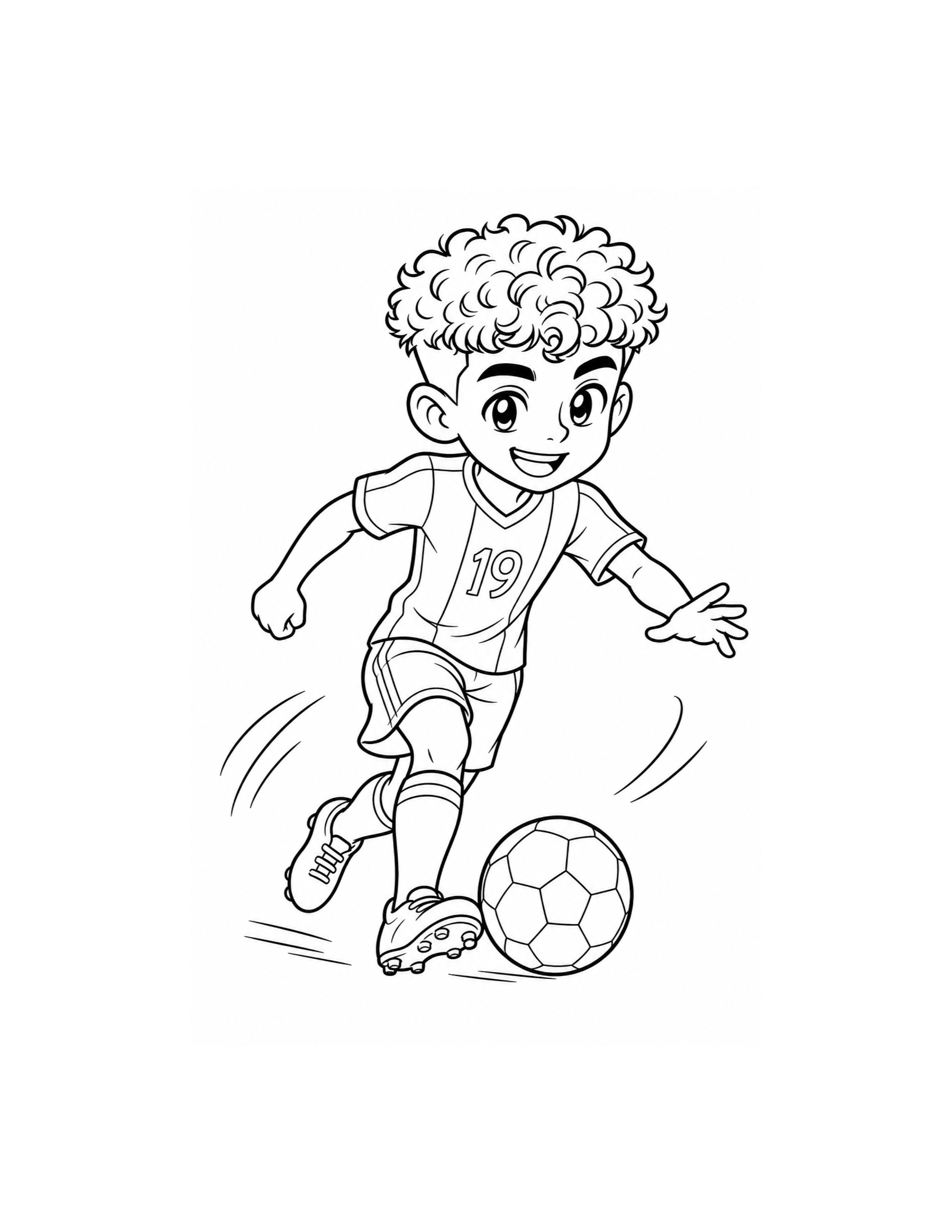 Lamine Yamal Number 19 Soccer Coloring Page