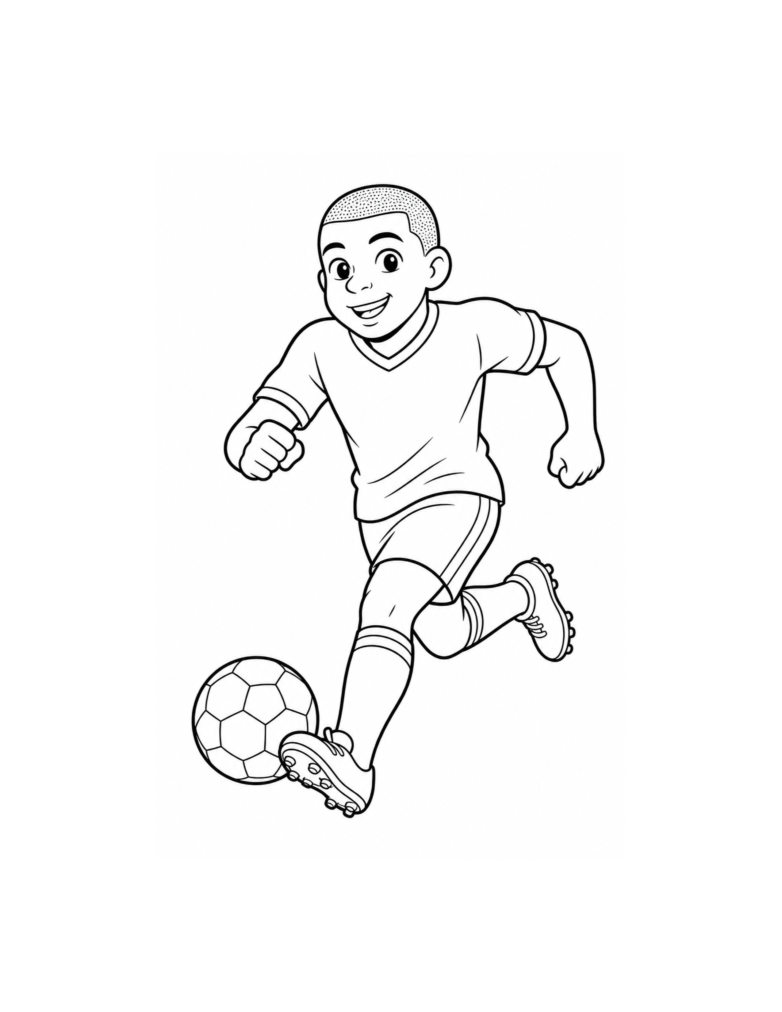 Mbappe Cartoon Soccer Coloring Page