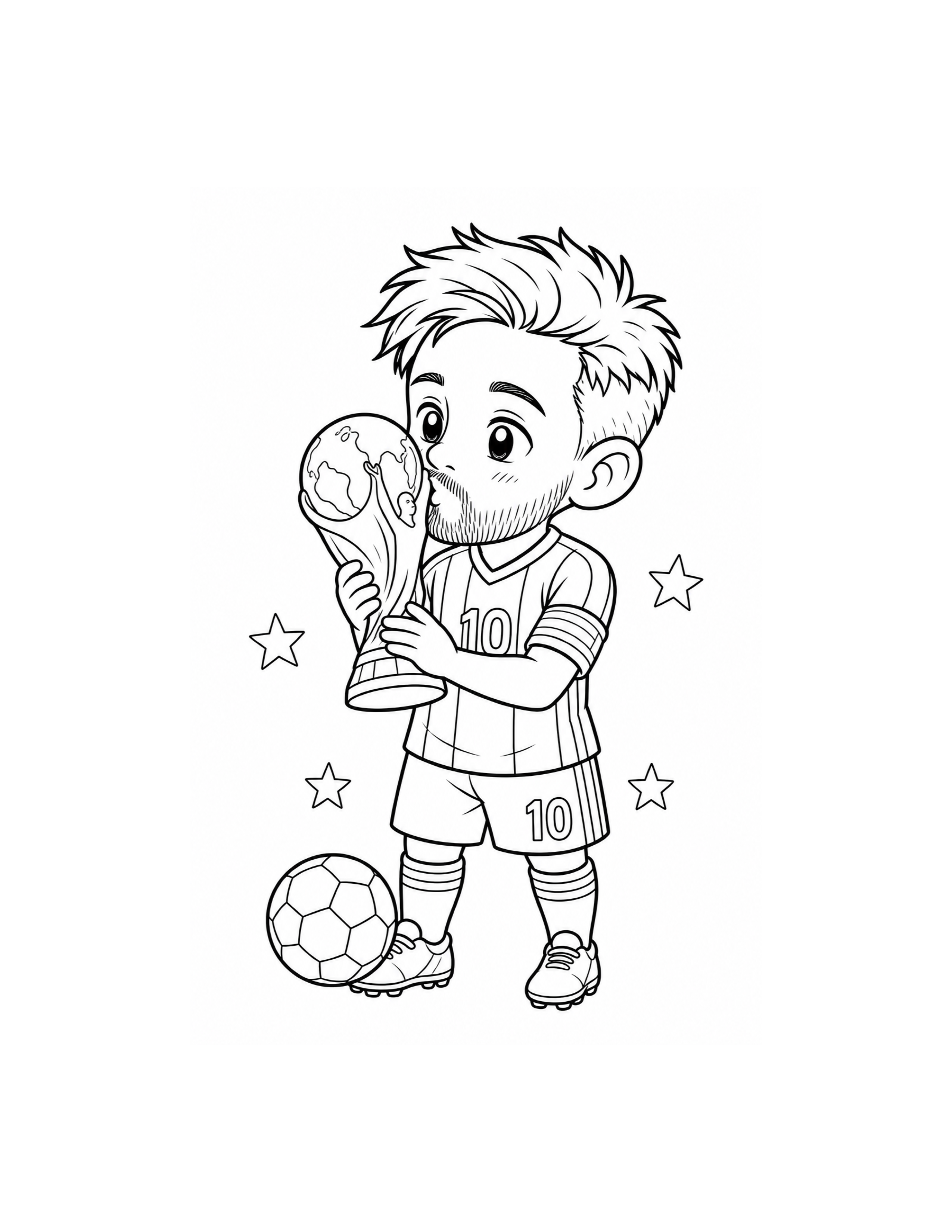 Messi Number 10 Trophy Coloring Page