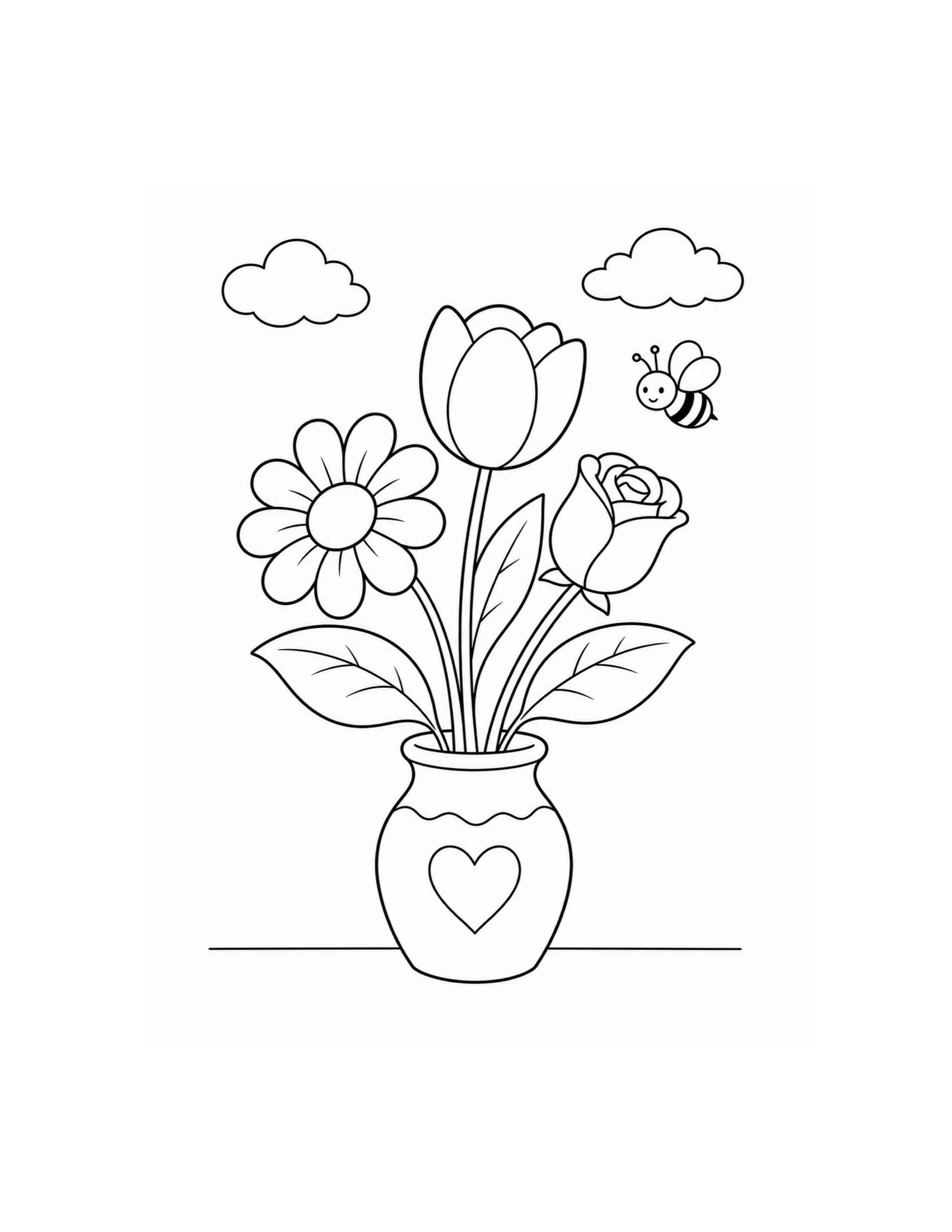 Flower Vase Bouquet Coloring Page