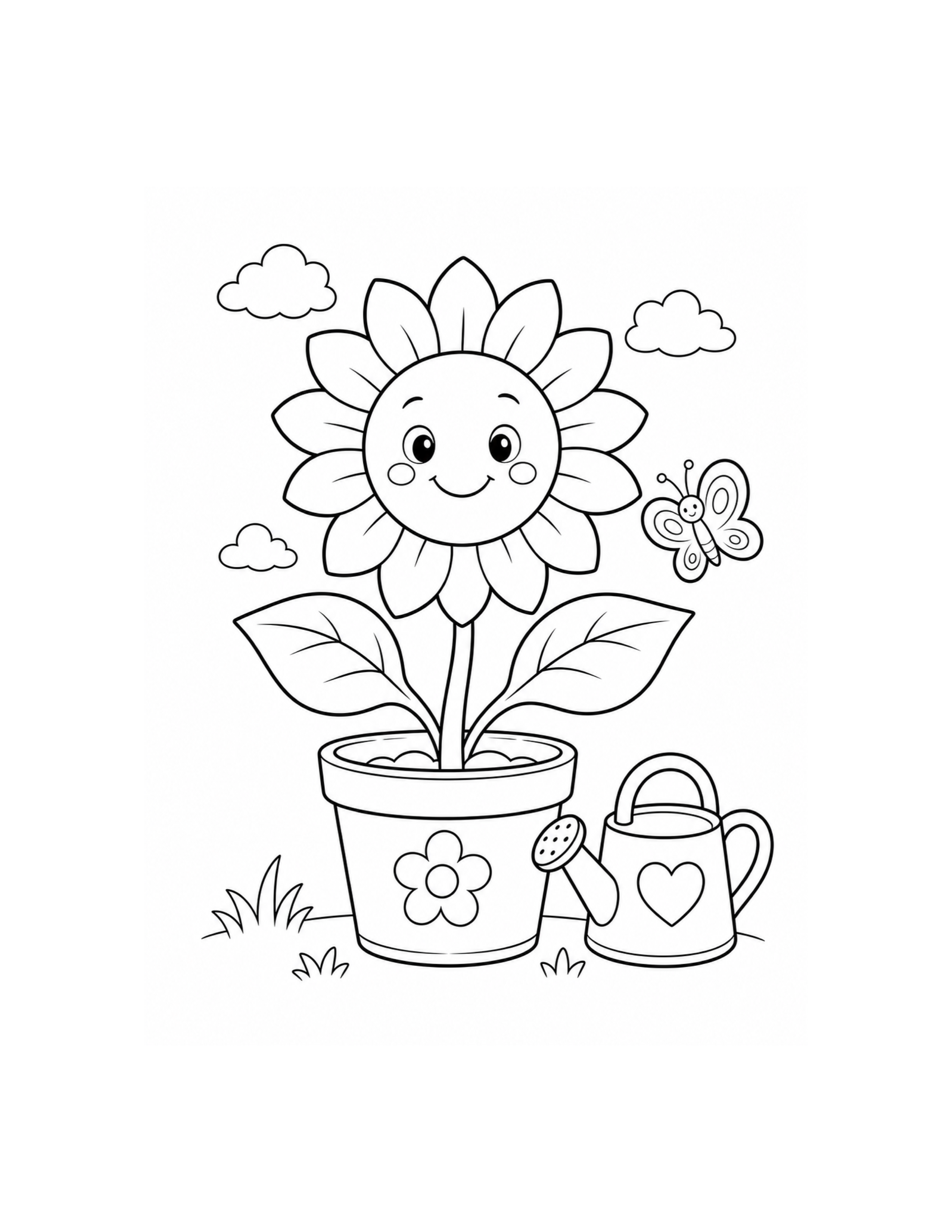 Sunflower Pot Coloring Page