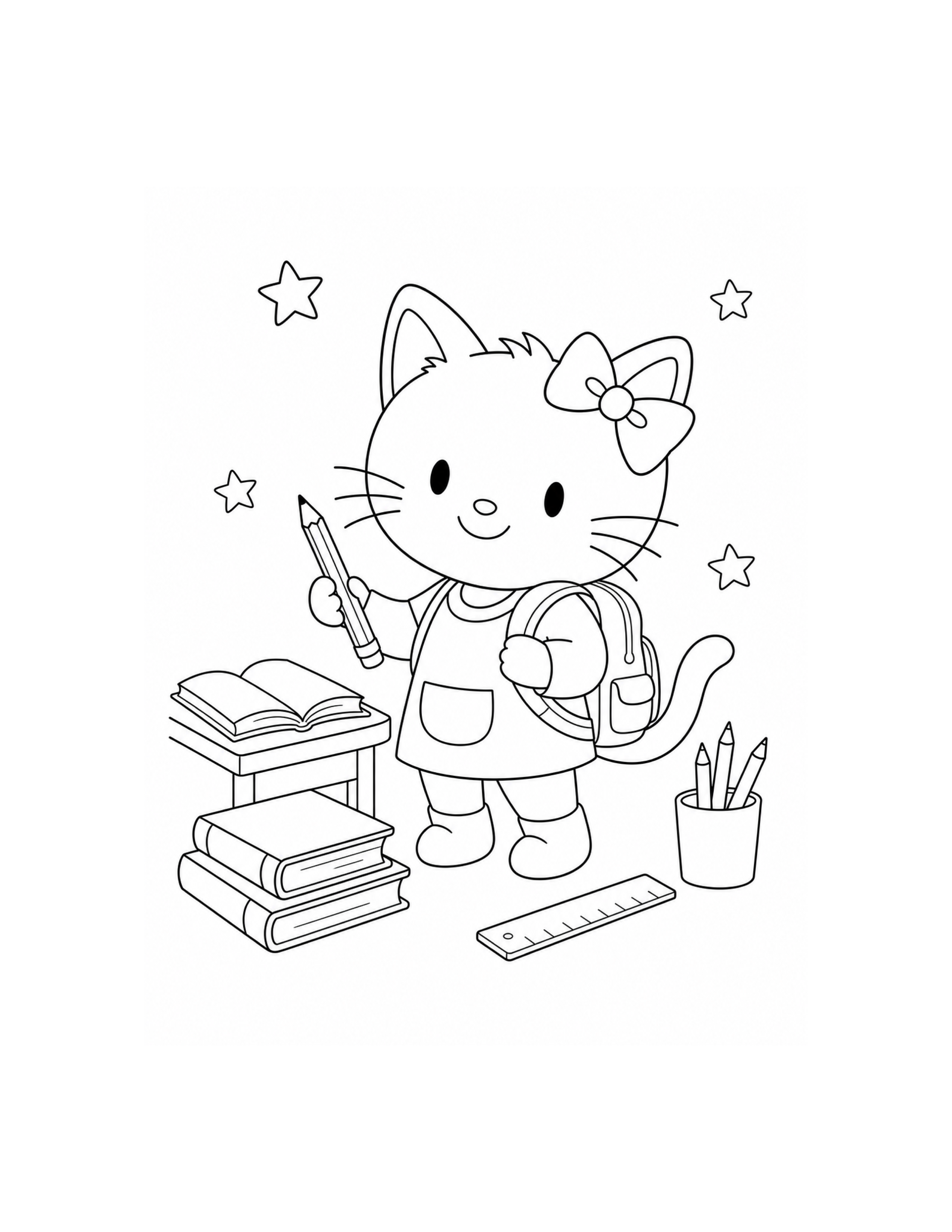 Hello Kitty School Day Coloring Page