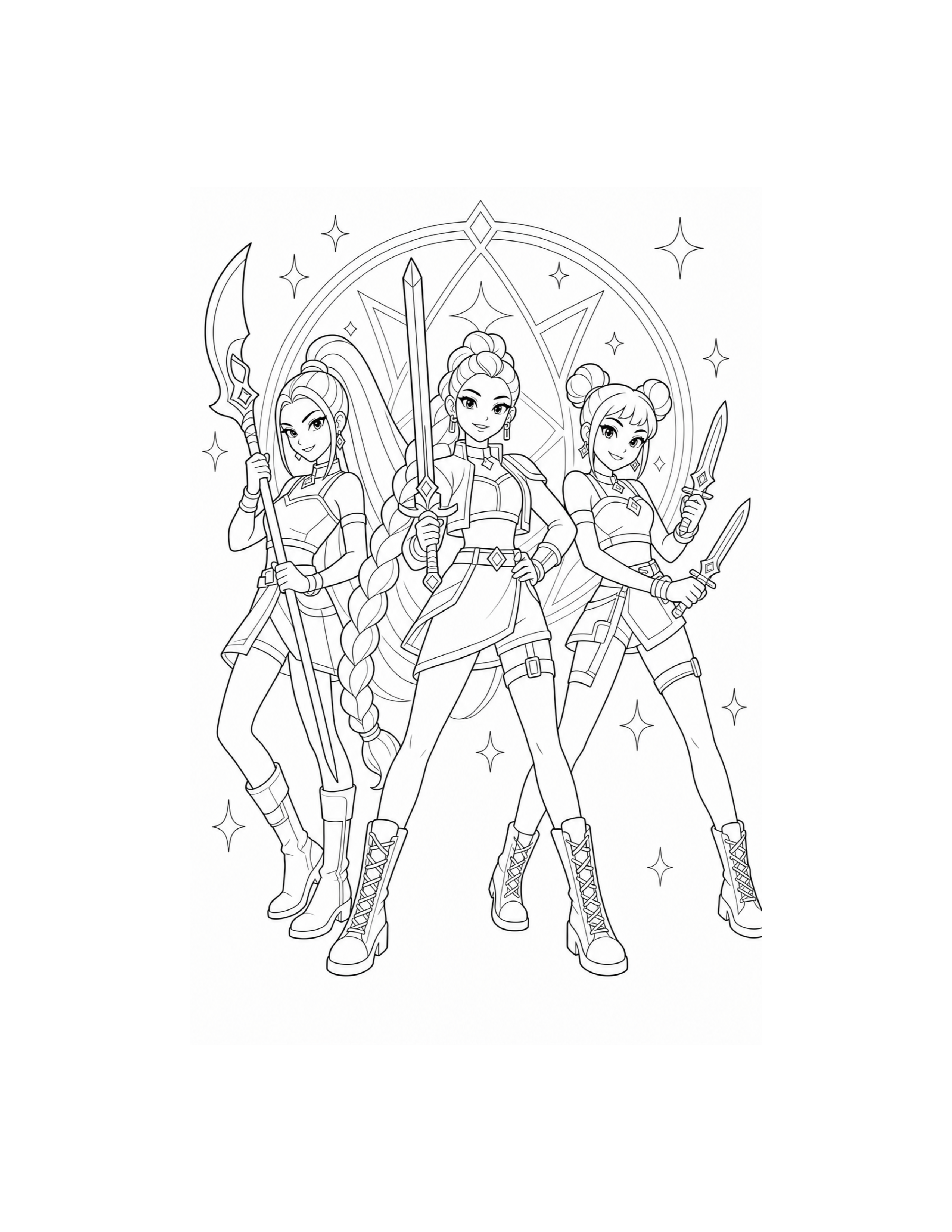 Huntrix Magic Battle Coloring Page
