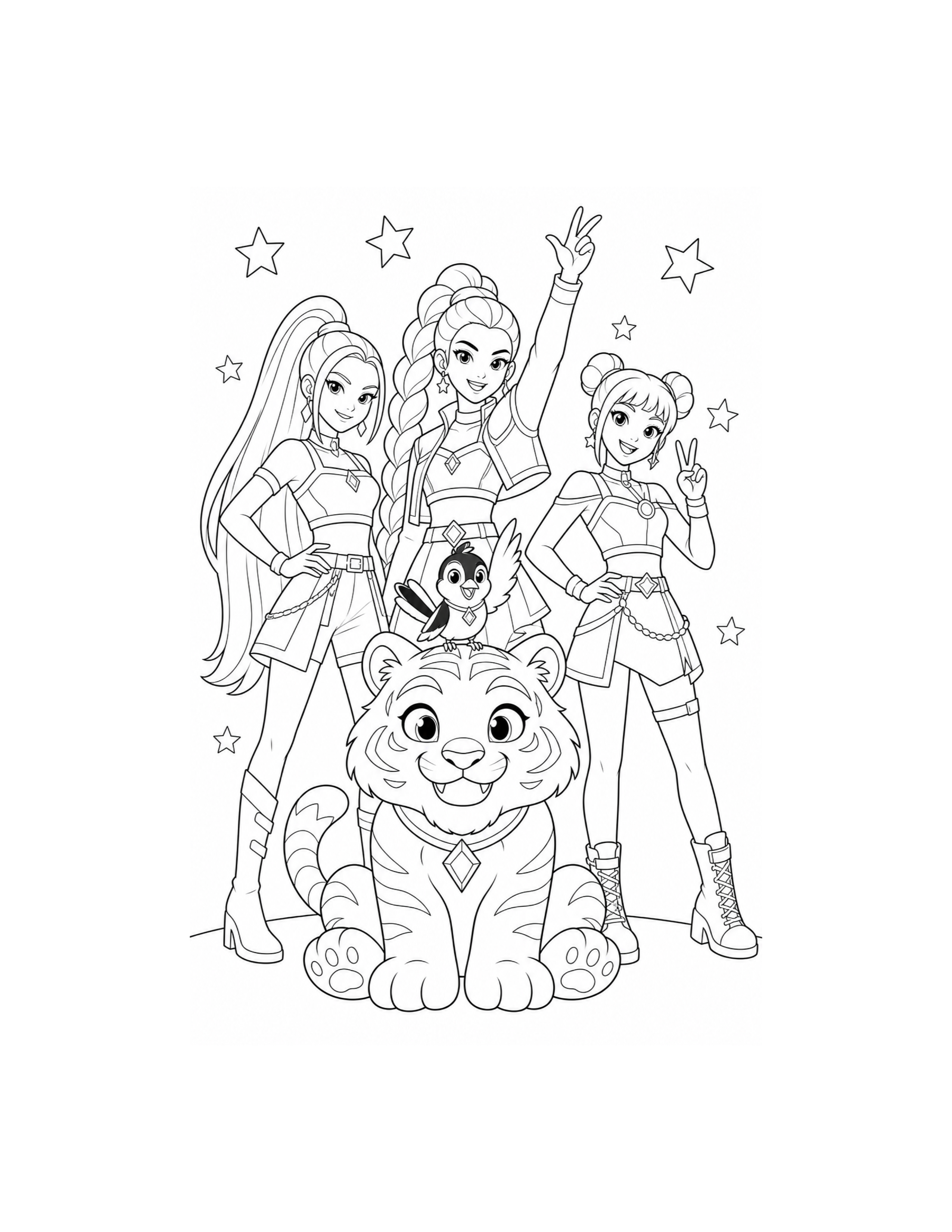 Huntrix Team Portrait Coloring Page