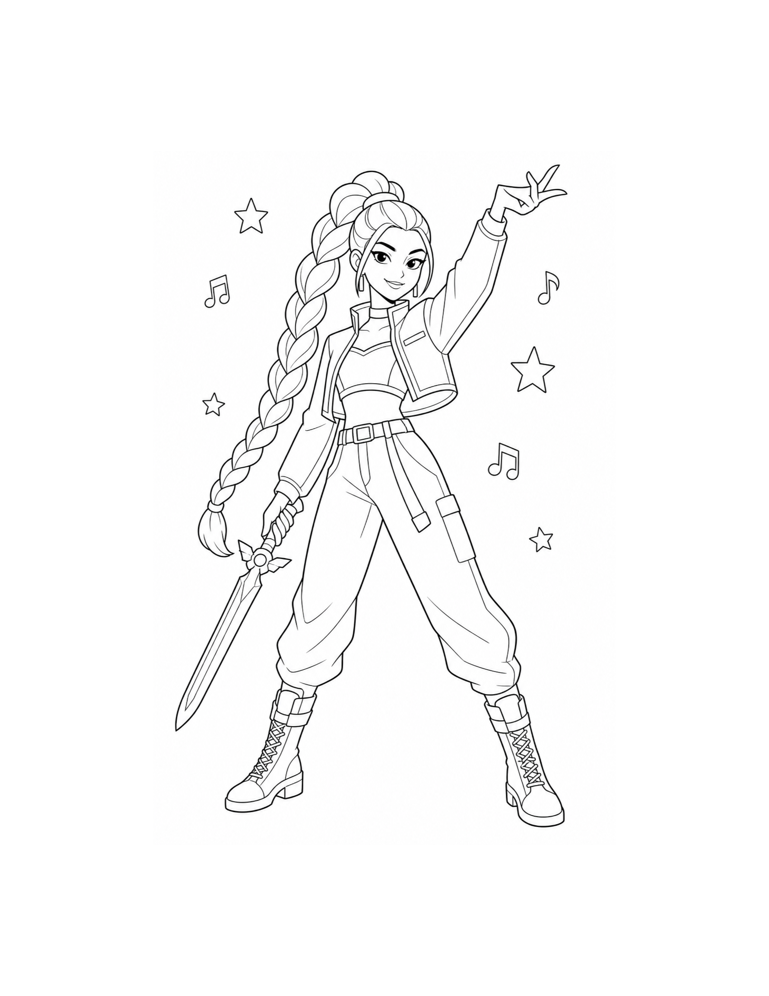 Rumi Hero Pose Coloring Page