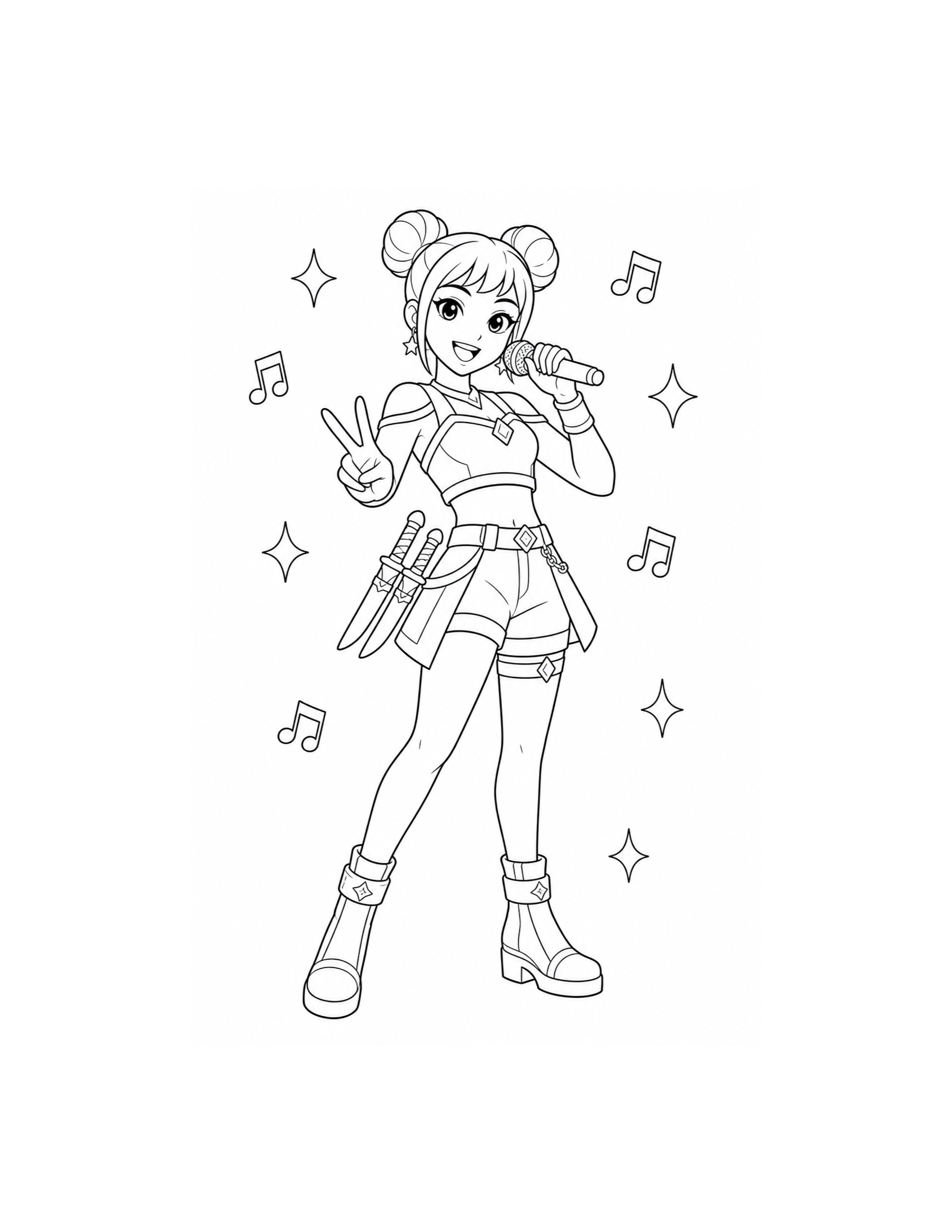 Zoey Singing Pose Coloring Page
