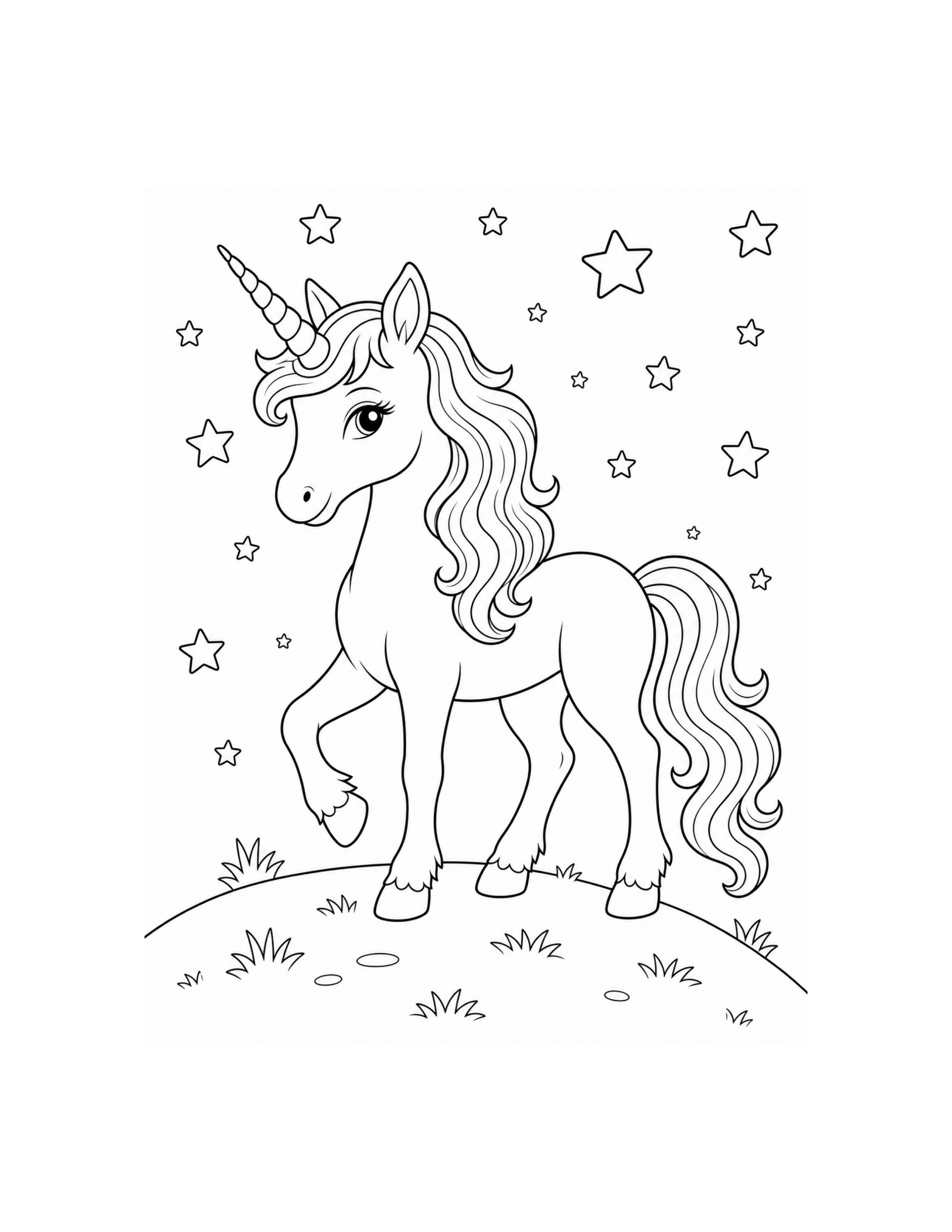 Unicorn Stars Coloring Page